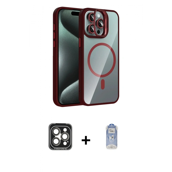 MARSİLYAN™- iPhone 15 Pro Max Kılıf Yadigar Asil Koleksiyonu - Siyah Joko Magic 5D Cam + PVD Metal Kamera Lens - GI