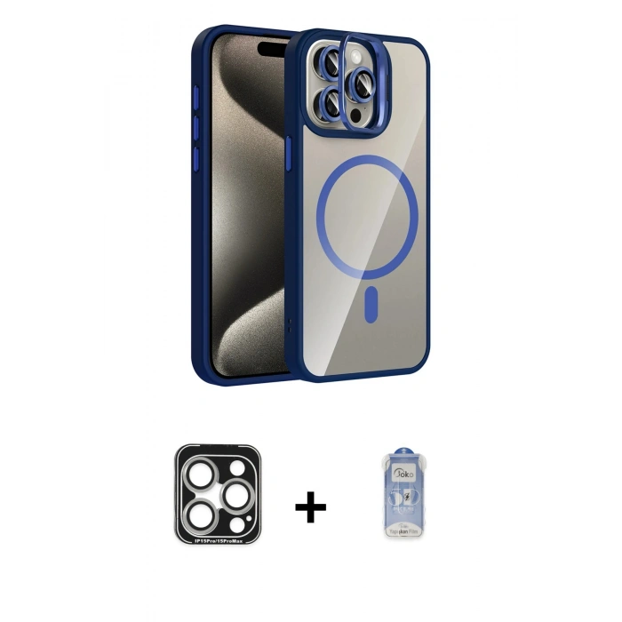 MARSİLYAN™- iPhone 15 Pro Max Kılıf Yadigar Asil Koleksiyonu - Siyah Joko Magic 5D Cam + PVD Metal Kamera Lens - GS