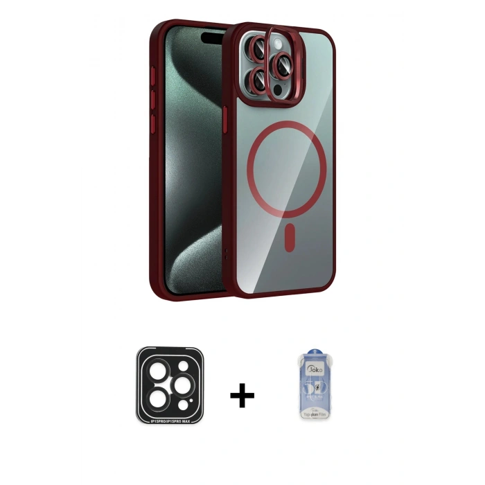 MARSİLYAN™- iPhone 15 Pro Max Kılıf Yadigar Asil Koleksiyonu - Siyah Joko Magic 5D Cam + PVD Metal Kamera Lens - SH