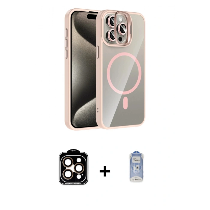 MARSİLYAN™- iPhone 15 Pro Max Kılıf Yadigar Asil Koleksiyonu - Siyah Joko Magic 5D Cam + PVD Metal Kamera Lens - TU