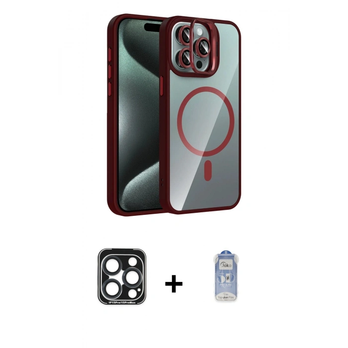 MARSİLYAN™- iPhone 15 Pro Max Kılıf Yadigar Asil Koleksiyonu - Siyah Joko Magic 5D Cam + PVD Metal Kamera Lens - LT
