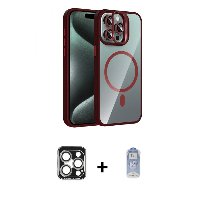 MARSİLYAN™- iPhone 15 Pro Max Kılıf Yadigar Asil Koleksiyonu - Siyah Joko Magic 5D Cam + PVD Metal Kamera Lens - GS