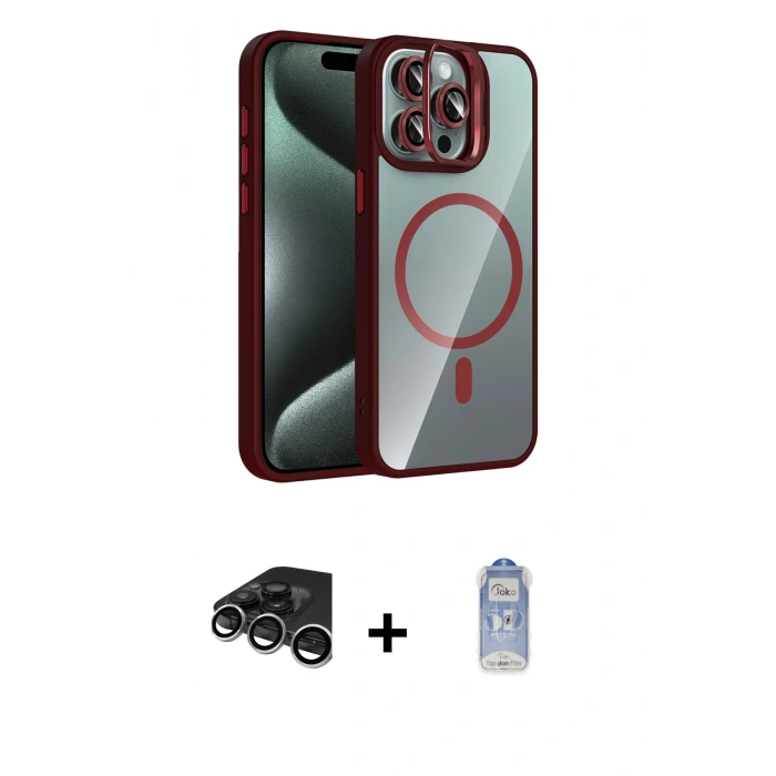 MARSİLYAN™- iPhone 15 Pro Max Kılıf Yadigar Asil Koleksiyonu - Siyah Joko Magic 5D Cam + Raze Metal Kamera Lens - GS