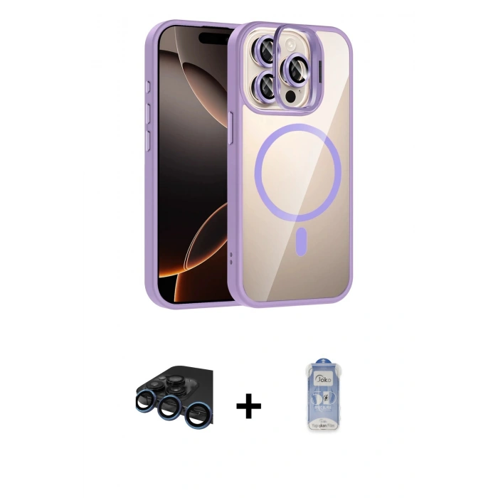 MARSİLYAN™- iPhone 15 Pro Max Kılıf Yadigar Asil Koleksiyonu - Siyah Joko Magic 5D Cam + Raze Metal Kamera Lens - LT