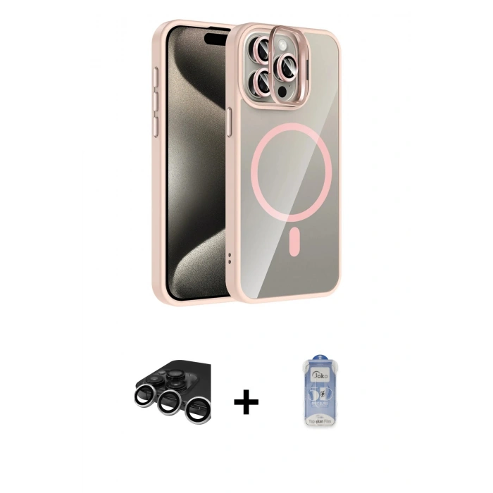 MARSİLYAN™- iPhone 15 Pro Max Kılıf Yadigar Asil Koleksiyonu - Siyah Joko Magic 5D Cam + Raze Metal Kamera Lens - GS