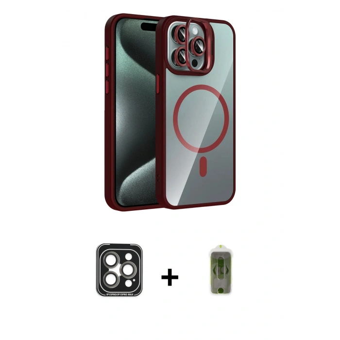 MARSİLYAN™- iPhone 15 Pro Max Kılıf Yadigar Asil Koleksiyonu - Siyah Joko Magic 5D Hayalet Cam + PVD Metal Kamera Lens - GI