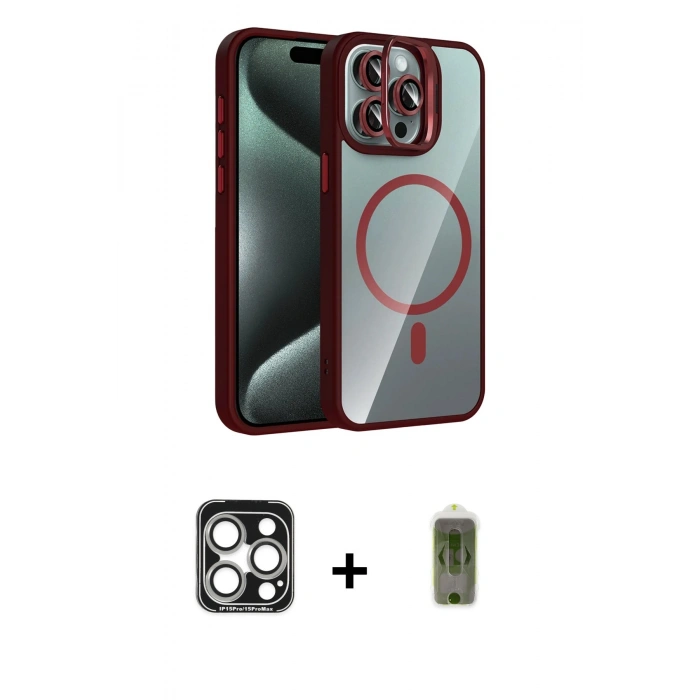 MARSİLYAN™- iPhone 15 Pro Max Kılıf Yadigar Asil Koleksiyonu - Siyah Joko Magic 5D Hayalet Cam + PVD Metal Kamera Lens - GS