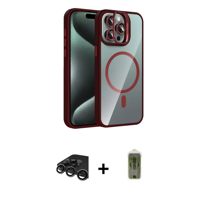 MARSİLYAN™- iPhone 15 Pro Max Kılıf Yadigar Asil Koleksiyonu - Siyah Joko Magic 5D Hayalet Cam + Raze Metal Kamera Lens - TMGI