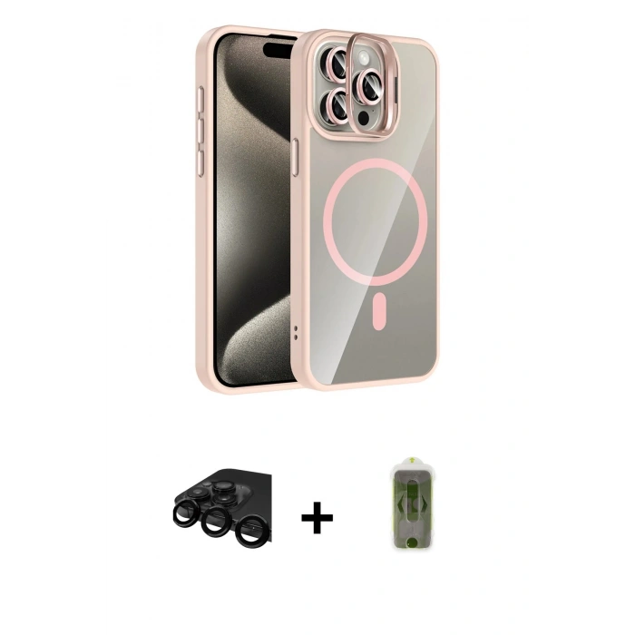 MARSİLYAN™- iPhone 15 Pro Max Kılıf Yadigar Asil Koleksiyonu - Siyah Joko Magic 5D Hayalet Cam + Raze Metal Kamera Lens - SH