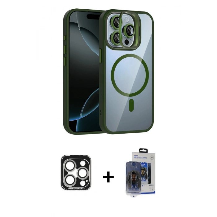 MARSİLYAN™- iPhone 15 Pro Max Kılıf Yadigar Asil Koleksiyonu - Siyah Vanessa Magic Cam + Gümüş PVD Metal Kamera Lens