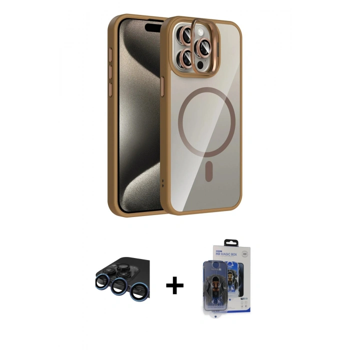 MARSİLYAN™- iPhone 15 Pro Max Kılıf Yadigar Asil Koleksiyonu - Siyah Vanessa Magic Cam + Raze Metal Kamera Lens - LT