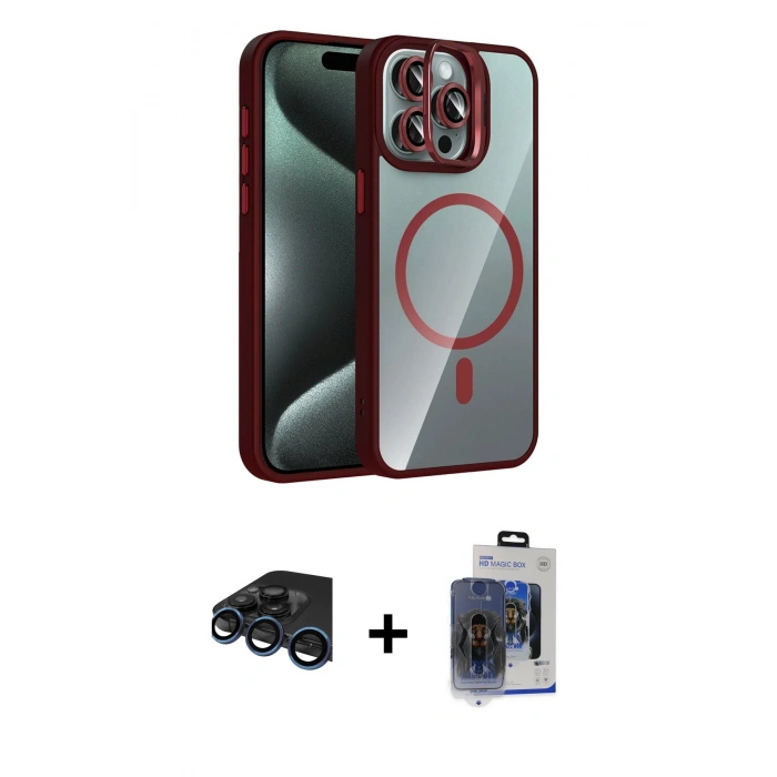 MARSİLYAN™- iPhone 15 Pro Max Kılıf Yadigar Asil Koleksiyonu - Siyah Vanessa Magic Cam + Raze Metal Kamera Lens - LT