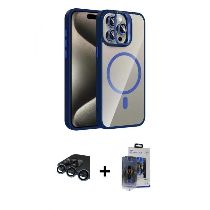 MARSİLYAN™- iPhone 15 Pro Max Kılıf Yadigar Asil Koleksiyonu - Siyah Vanessa Magic Cam + Raze Metal Kamera Lens - LT
