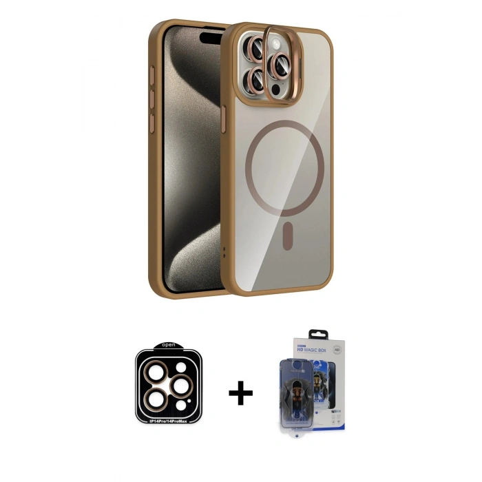 MARSİLYAN™- iPhone 15 Pro Max Kılıf Yadigar Asil Koleksiyonu - Siyah Vanessa Magic Cam + PVD Metal Kamera Lens - TU