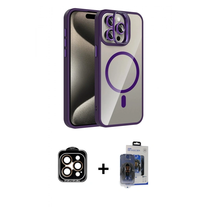 MARSİLYAN™- iPhone 15 Pro Max Kılıf Yadigar Asil Koleksiyonu - Siyah Vanessa Magic Cam + PVD Metal Kamera Lens - TU