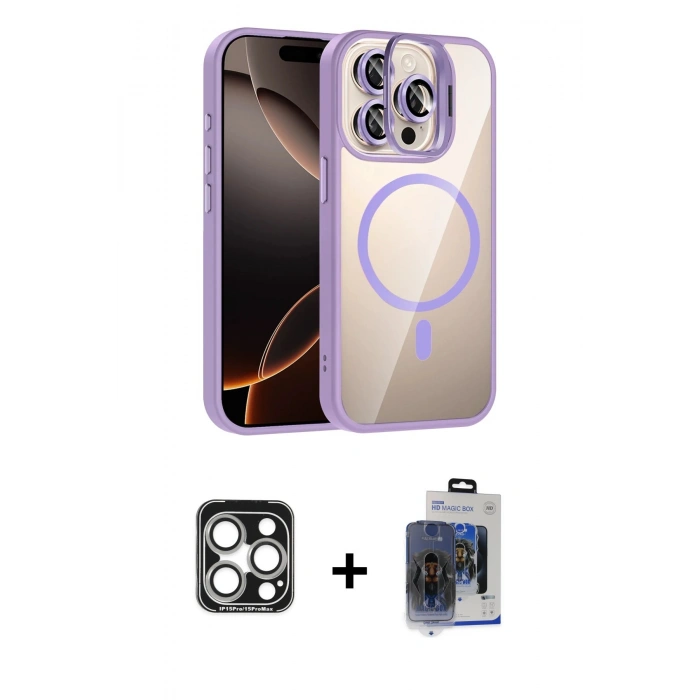 MARSİLYAN™- iPhone 15 Pro Max Kılıf Yadigar Asil Koleksiyonu - Siyah Vanessa Magic Cam + PVD Metal Kamera Lens - GS