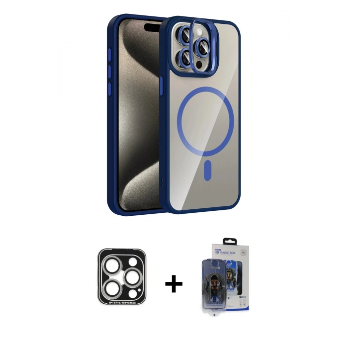 MARSİLYAN™- iPhone 15 Pro Max Kılıf Yadigar Asil Koleksiyonu - Siyah Vanessa Magic Cam + PVD Metal Kamera Lens - GS