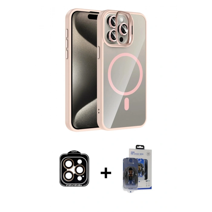 MARSİLYAN™- iPhone 15 Pro Max Kılıf Yadigar Asil Koleksiyonu - Siyah Vanessa Magic Cam + PVD Metal Kamera Lens - TU