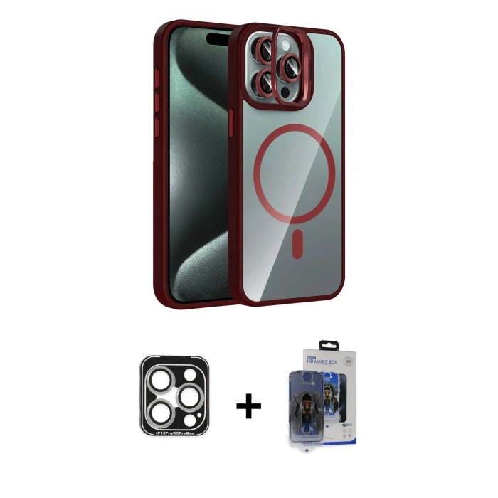 MARSİLYAN™- iPhone 15 Pro Max Kılıf Yadigar Asil Koleksiyonu - Siyah Vanessa Magic Cam + PVD Metal Kamera Lens - GS