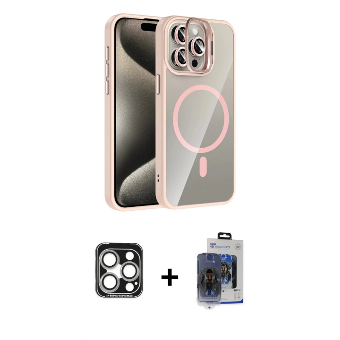 MARSİLYAN™- iPhone 15 Pro Max Kılıf Yadigar Asil Koleksiyonu - Siyah Vanessa Magic Cam + PVD Metal Kamera Lens - GS