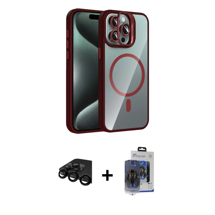 MARSİLYAN™- iPhone 15 Pro Max Kılıf Yadigar Asil Koleksiyonu - Siyah Vanessa Magic Cam + Raze Metal Kamera Lens - SH