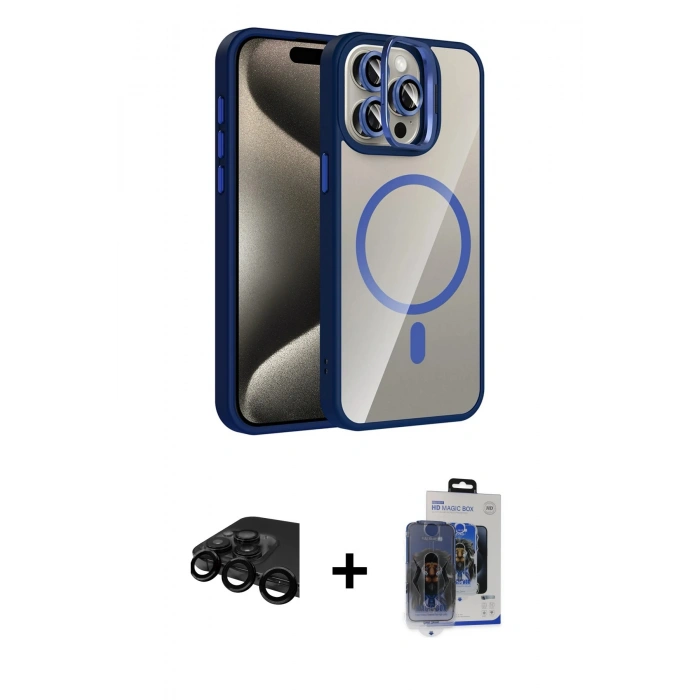 MARSİLYAN™- iPhone 15 Pro Max Kılıf Yadigar Asil Koleksiyonu - Siyah Vanessa Magic Cam + Raze Metal Kamera Lens - SH