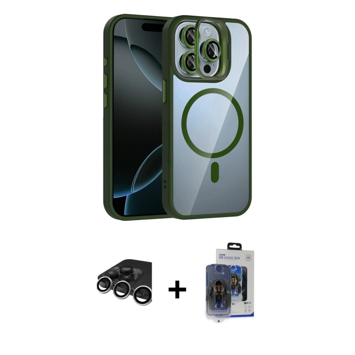 MARSİLYAN™- iPhone 15 Pro Max Kılıf Yadigar Asil Koleksiyonu - Siyah Vanessa Magic Cam + Raze Metal Kamera Lens - GS