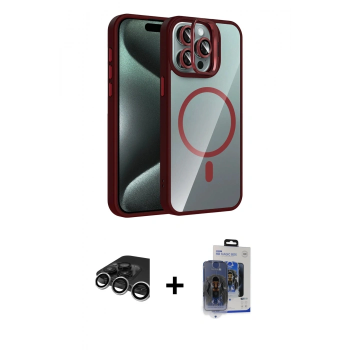 MARSİLYAN™- iPhone 15 Pro Max Kılıf Yadigar Asil Koleksiyonu - Siyah Vanessa Magic Cam + Raze Metal Kamera Lens - GS
