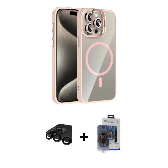 MARSİLYAN™- iPhone 15 Pro Max Kılıf Yadigar Asil Koleksiyonu - Siyah Vanessa Magic Cam + Raze Metal Kamera Lens - SH