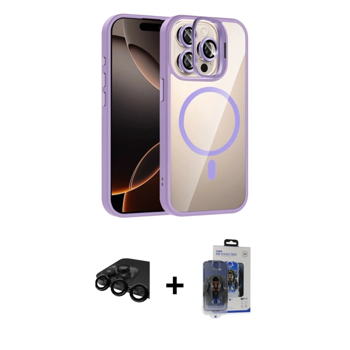 MARSİLYAN™- iPhone 15 Pro Max Kılıf Yadigar Asil Koleksiyonu - Siyah Vanessa Magic Cam + Raze Metal Kamera Lens - SH