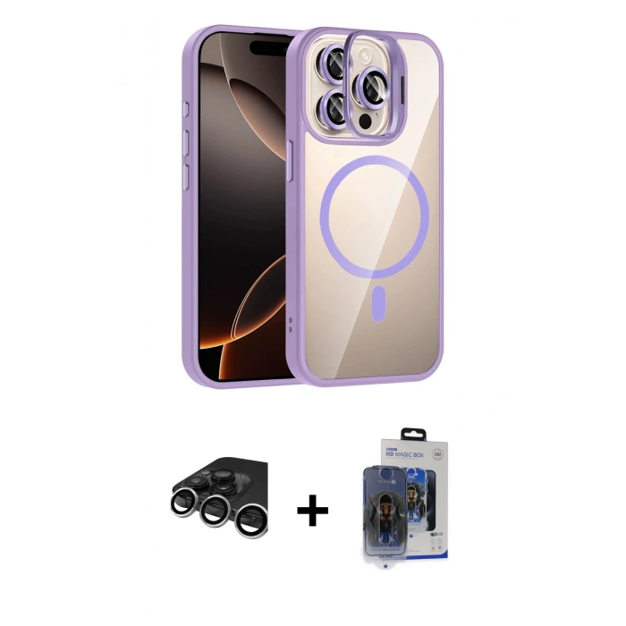 MARSİLYAN™- iPhone 15 Pro Max Kılıf Yadigar Asil Koleksiyonu - Siyah Vanessa Magic Cam + Raze Metal Kamera Lens - GS