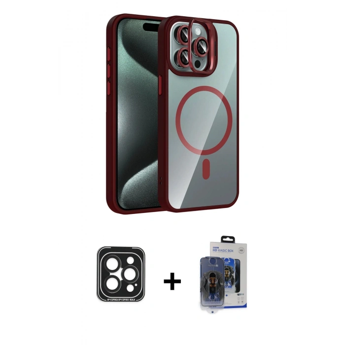 MARSİLYAN™- iPhone 15 Pro Max Kılıf Yadigar Asil Koleksiyonu - Siyah Vanessa Magic Cam + PVD Metal Kamera Lens - SH