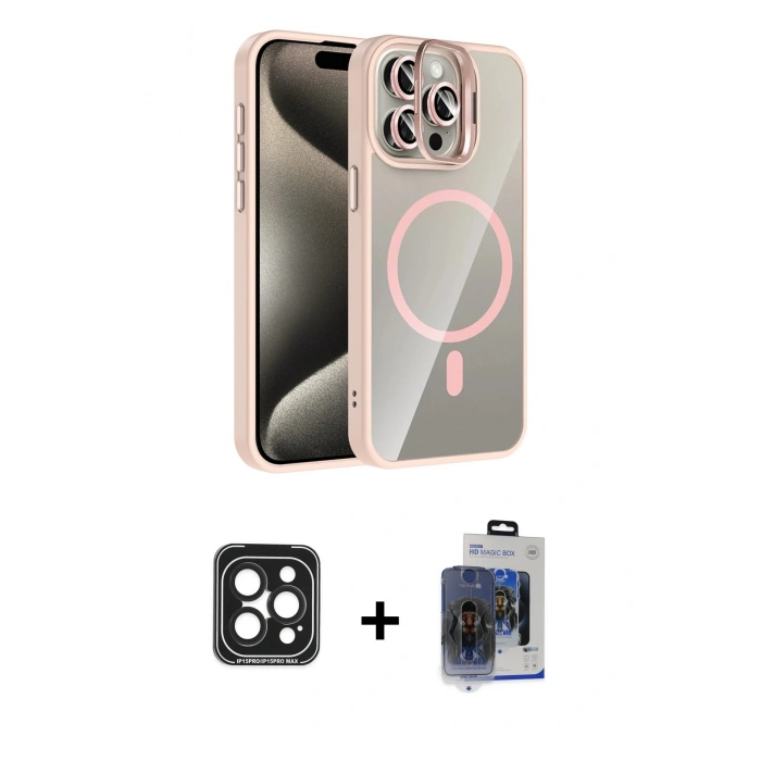 MARSİLYAN™- iPhone 15 Pro Max Kılıf Yadigar Asil Koleksiyonu - Siyah Vanessa Magic Cam + PVD Metal Kamera Lens - SH