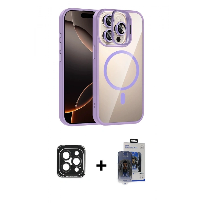 MARSİLYAN™- iPhone 15 Pro Max Kılıf Yadigar Asil Koleksiyonu - Siyah Vanessa Magic Cam + PVD Metal Kamera Lens - SH