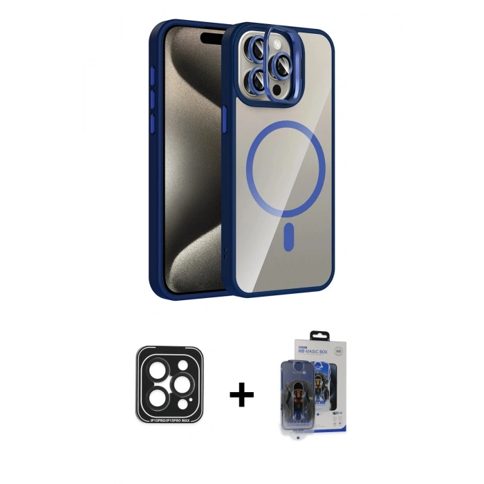 MARSİLYAN™- iPhone 15 Pro Max Kılıf Yadigar Asil Koleksiyonu - Siyah Vanessa Magic Cam + PVD Metal Kamera Lens - SH