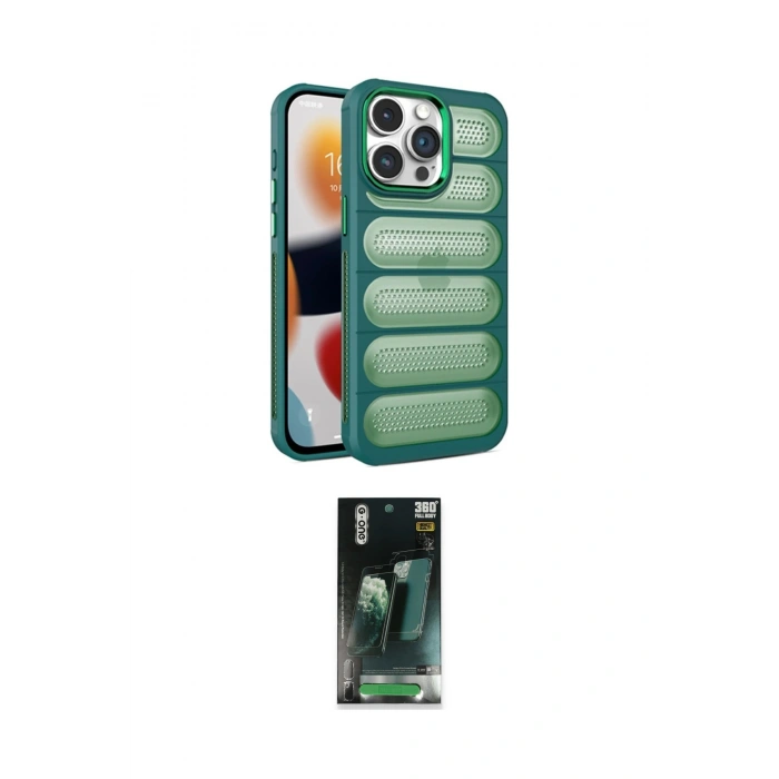 MARSİLYAN™- iPhone 15 Pro Max Kılıf Yadigar Doku Özel Seri - Şeffaf 360 Full Body Arka Koruyucu