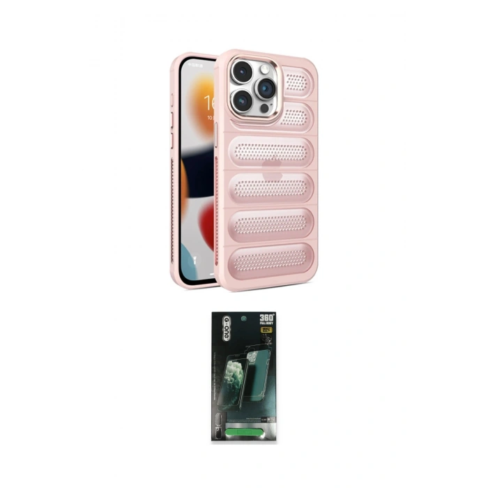 MARSİLYAN™- iPhone 15 Pro Max Kılıf Yadigar Doku Özel Seri - Şeffaf 360 Full Body Arka Koruyucu