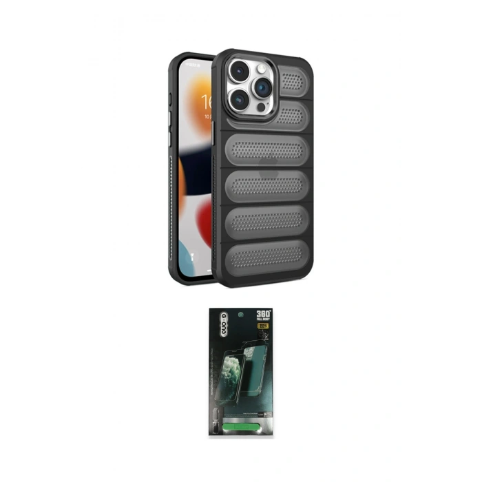 MARSİLYAN™- iPhone 15 Pro Max Kılıf Yadigar Doku Özel Seri - Şeffaf 360 Full Body Arka Koruyucu