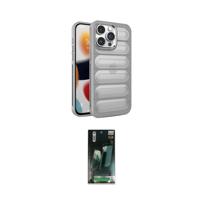 MARSİLYAN™- iPhone 15 Pro Max Kılıf Yadigar Doku Özel Seri - Şeffaf 360 Full Body Arka Koruyucu