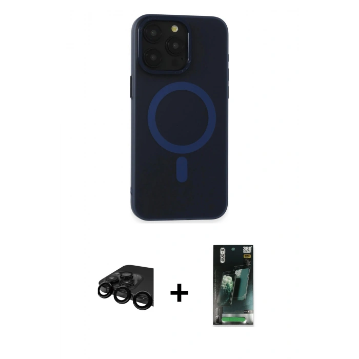 MARSİLYAN™- iPhone 15 Pro Max Kılıf Yadigar Işık - Şeffaf 360 Full Body Arka Koruyucu + Raze Metal Kamera Lens - SH