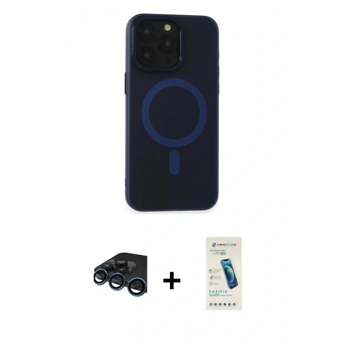 MARSİLYAN™- iPhone 15 Pro Max Kılıf Yadigar Işık - Şeffaf Pasifik Cam Ekran Koruyucu + Raze Metal Kamera Lens - LT
