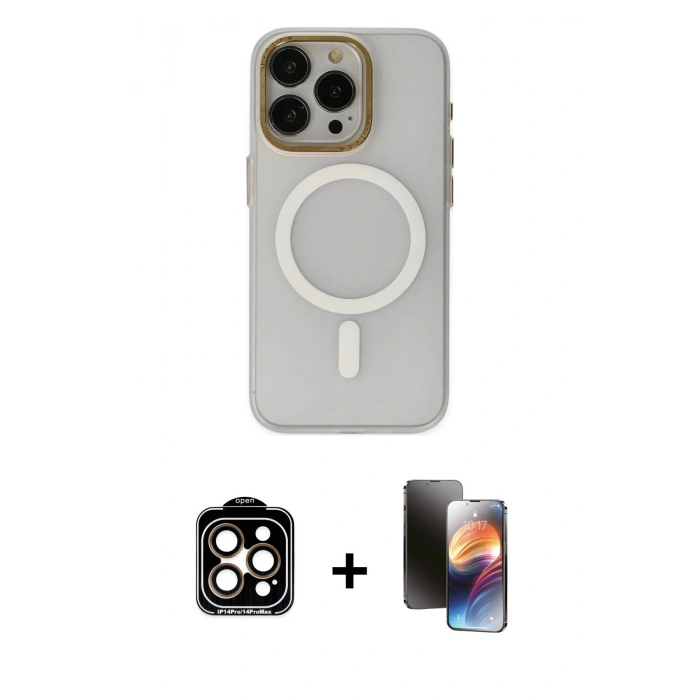 MARSİLYAN™- iPhone 15 Pro Max Kılıf Yadigar Işık - Siyah 3D Antistatik Mat Seramik Nano Ekran Koruyucu + PVD Metal Kamera Lens - TU