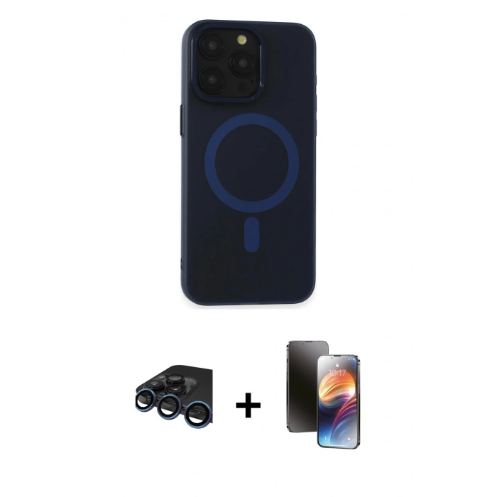 MARSİLYAN™- iPhone 15 Pro Max Kılıf Yadigar Işık - Siyah 3D Antistatik Mat Seramik Nano Ekran Koruyucu + Raze Metal Kamera Lens - LT