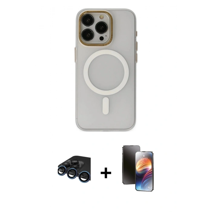 MARSİLYAN™- iPhone 15 Pro Max Kılıf Yadigar Işık - Siyah 3D Antistatik Mat Seramik Nano Ekran Koruyucu + Raze Metal Kamera Lens - LT