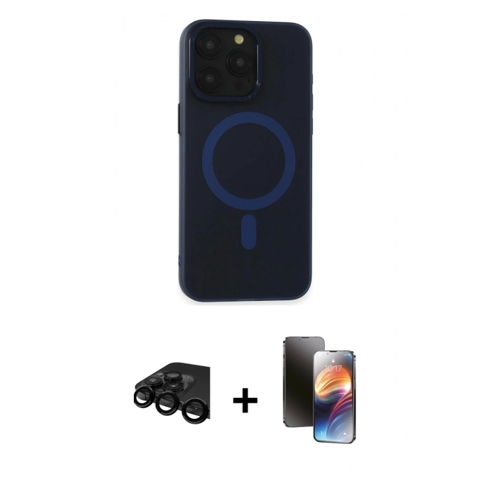 MARSİLYAN™- iPhone 15 Pro Max Kılıf Yadigar Işık - Siyah 3D Antistatik Mat Seramik Nano Ekran Koruyucu + Raze Metal Kamera Lens - SH