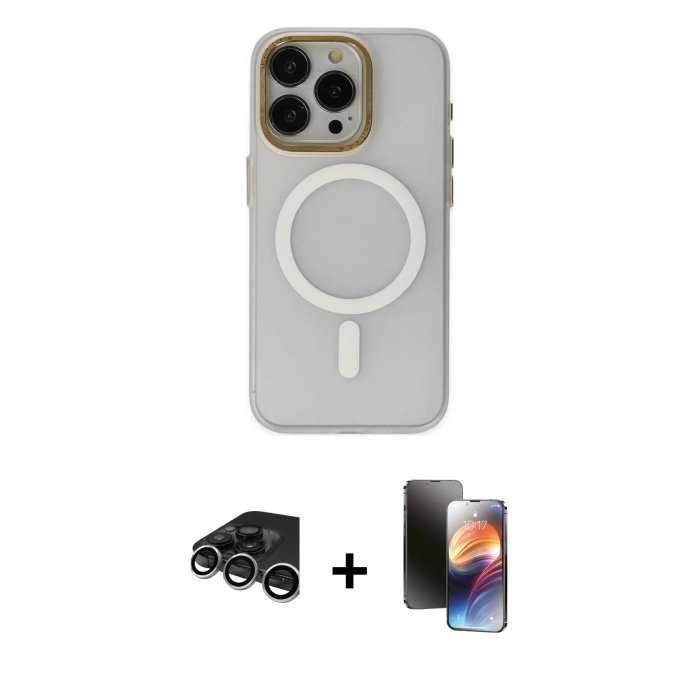 MARSİLYAN™- iPhone 15 Pro Max Kılıf Yadigar Işık - Siyah 3D Antistatik Mat Seramik Nano Ekran Koruyucu + Raze Metal Kamera Lens - GS