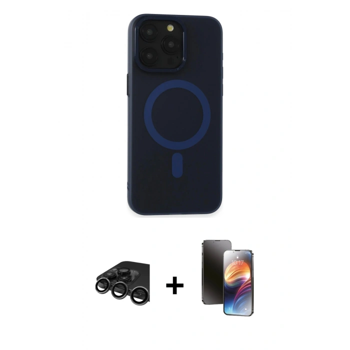 MARSİLYAN™- iPhone 15 Pro Max Kılıf Yadigar Işık - Siyah 3D Antistatik Mat Seramik Nano Ekran Koruyucu + Raze Metal Kamera Lens - TMGI