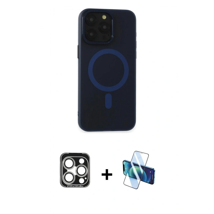 MARSİLYAN™- iPhone 15 Pro Max Kılıf Yadigar Işık - Siyah 3D Antistatik Seramik Nano Ekran Koruyucu + PVD Metal Kamera Lens - GS