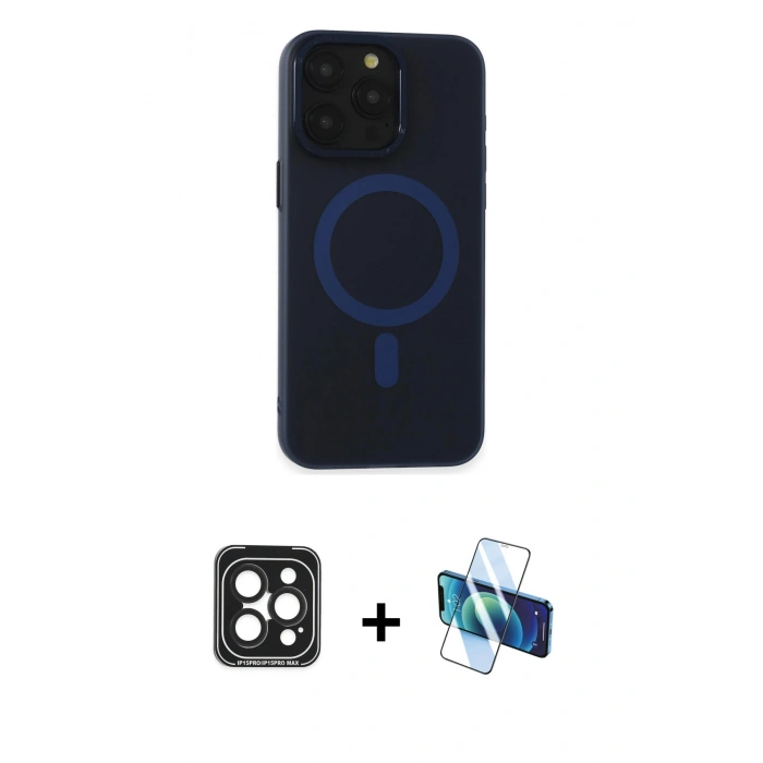 MARSİLYAN™- iPhone 15 Pro Max Kılıf Yadigar Işık - Siyah 3D Antistatik Seramik Nano Ekran Koruyucu + PVD Metal Kamera Lens - SH