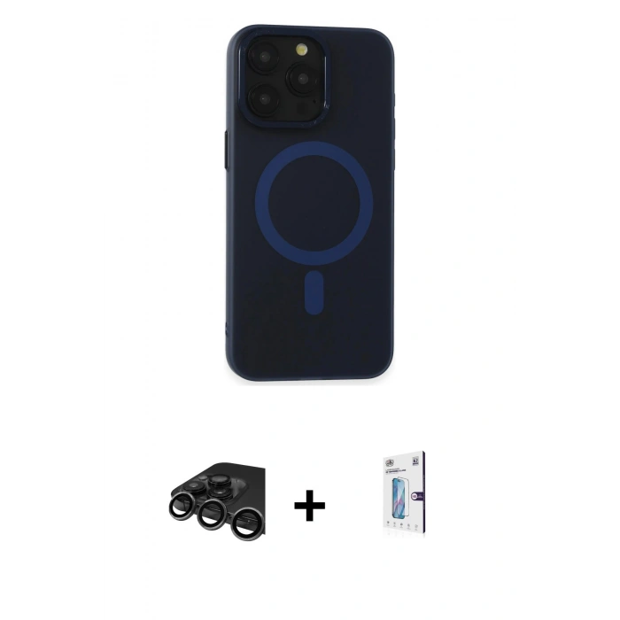 MARSİLYAN™- iPhone 15 Pro Max Kılıf Yadigar Işık - Siyah Bilvis 0.18mm Plus Cam Ekran Koruyucu + Raze Metal Kamera Lens - TMGI